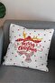 New Year Merry Christmas Written Red and White Digital Printed Decorative Pillow and Cushion Cover - 2