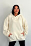 Ecru Oversize Hoodie 3 Thread Raster Unisex Hooded Sweatshirt