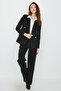 Women's Black Wide Leg Trousers with White Piping on the Sides - 6