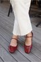 Vernis Claret Red Patent Leather Buckle Detailed Women's Ballerinas - 4