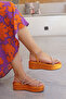 Stylish Orange Stone Detailed Women's Sandals - 5