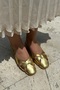 Goldie Gold Plain Casual Women's Ballerinas - 4