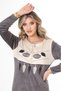 Women's Gray Collar Embroidery Detailed Velvet Dress