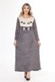 Women's Gray Collar Embroidery Detailed Velvet Dress - 8