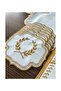 Başak Cream Gold American Service 6-Person 19 Piece Runner Set Leather Dining Presentation Set Embroidered - 3
