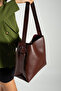 Black Suede Soft Leather Large Size Shopper Bag with Snap Fasteners and Zippered Inner Compartment - 6