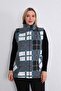 Plaid Patterned Fleece Vest Zippered Black Green - 5
