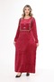 Women's burgundy collar velvet dress with embroidered details - 5