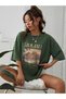 Women's Nefti Green Tasmania Printed Oversize T-shirt