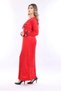 Women's Red embroidery detailed velvet dress - 5