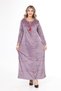 Women's Lilac neckline and sleeve embroidery embroidery detail velvet long dress - 7