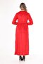 Women's Red collar embroidery velvet dress - 8