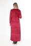 Women's Burgundy neckline and sleeve embroidery embroidery detail velvet long dress - 4