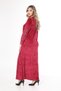 Women's Burgundy neckline and sleeve embroidery embroidery detail velvet long dress - 7