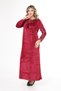 Women's Burgundy neckline and sleeve embroidery embroidery detail velvet long dress - 5