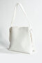 Black Suede Soft Leather Large Size Shopper Bag with Snap Fasteners and Zippered Inner Compartment - 5