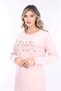 Women's Pink neckline embroidery detailed velvet long dress - 2