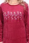 Women's Burgundy neckline embroidery detailed velvet long dress - 5