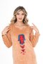 Women's Salmon Pink Embroidered Long Velvet Dress - 4