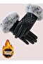 Women's Vegan Leather Water and Windproof Cold Resistant Thermal Quilted Gloves - 6
