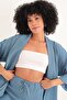 Muslin Fabric Knee-Length Shawl Collar Oversize / Loose Belted Women's Kimono Indigo - 6