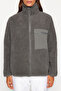 Winter Essentials Antrasit Kalın Polar Fermuarlı Dik Yaka Cepli Örme Hırka/Sweatshirt TWOAW24SW00071 - 6