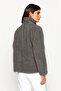 Winter Essentials Antrasit Kalın Polar Fermuarlı Dik Yaka Cepli Örme Hırka/Sweatshirt TWOAW24SW00071 - 5