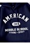 Men's Navy Blue American Middle Printed Hooded Oversize Sweatshirt - 2
