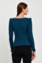 Women's Square Collar Long Sleeve Blouse-body Petrol - 7