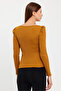 Women's Square Neck Long Sleeve Blouse-body Mustard - 8