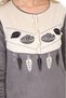 Women's Gray Collar Embroidery Detailed Velvet Dress - 4