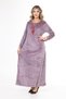 Women's Lilac neckline and sleeve embroidery embroidery detail velvet long dress - 4