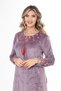 Women's Lilac neckline and sleeve embroidery embroidery detail velvet long dress