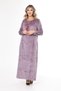 Women's Lilac neckline and sleeve embroidery embroidery detail velvet long dress - 3