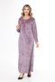 Women's Lilac neckline and sleeve embroidery embroidery detail velvet long dress - 5