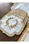 Başak Cream Gold Tablecloth for 6 People 19 Pieces Runner Set Leather Dining Presentation Set Embroidered 6-Piece Supla - 3