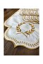 Başak Cream Gold American Service 6-Person 19 Piece Runner Set Leather Dining Presentation Set Embroidered - 4