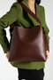 Black Suede Soft Leather Large Size Shopper Bag with Snap Fasteners and Zippered Inner Compartment - 5