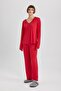 Fall in Love V-Neck Lace Long Sleeve Pajamas Set W4126Az23Wn - 3