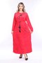 Women's red embroidery detailed velvet long dress