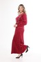 Women's burgundy collar velvet dress with embroidered details - 4