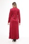 Women's burgundy collar velvet dress with embroidered details - 3