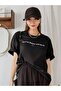Women's Black Funy And Rich Printed Oversize T-shirt