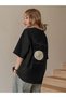 Women's Black Fructication Printed Oversize t-shirt