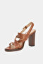 Tan Color Thick Heel Women's Shoes