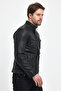 Sports Model Antique Style Washed Leather Men's Jacket - 7