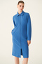 Abner Slim Fit Shirt Collar Below Knee Cobalt Blue Color Dress - 2