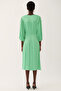 Angely Regular Fit V-neck Midi Length Apple Green Color Dress - 4