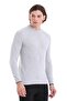 Gray Regular Fit Plain Crew Neck Wool Knitwear Sweater - 3