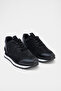 Real Suede and Leather Mixed Lace-Up Thin-Sole Classic Black Color Women's Sports Shoes - 2